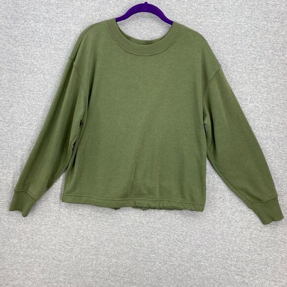 Old Navy Blouse Womens Small Green Long Sleeve Slit Back Adjustable String Tie - Picture 1 of 12